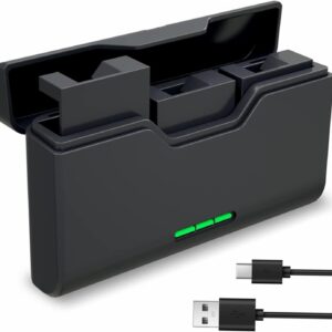 Cargador Triple para Baterías GoPro Hero 5/6/7/8/9/10/11 con USB-C y almacenamiento TF