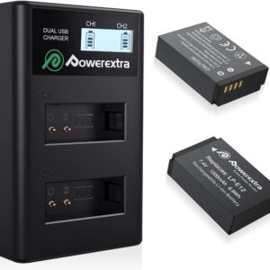 Kit 2 Baterías LP-E12 + Cargador Dual USB con Pantalla LCD para cámaras Canon EOS M y Rebel