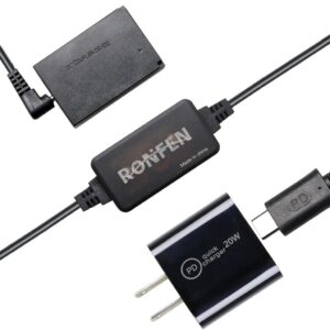Adaptador de Corriente RONFEN DR-E12 Dummy Battery LP-E12 USB-C PD para Cámaras Canon EOS M