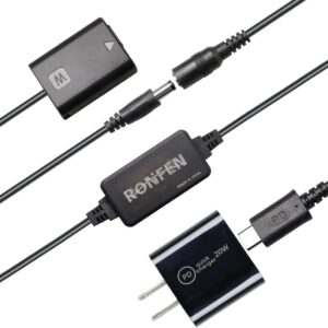 Adaptador de Corriente USB-C PD con Batería Dummy RONFEN NP-FW50 para Cámaras Sony